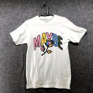 Maybe Today NYC Graphic T Shirt‎ Size Small S White Floral Cotton Mens Womens